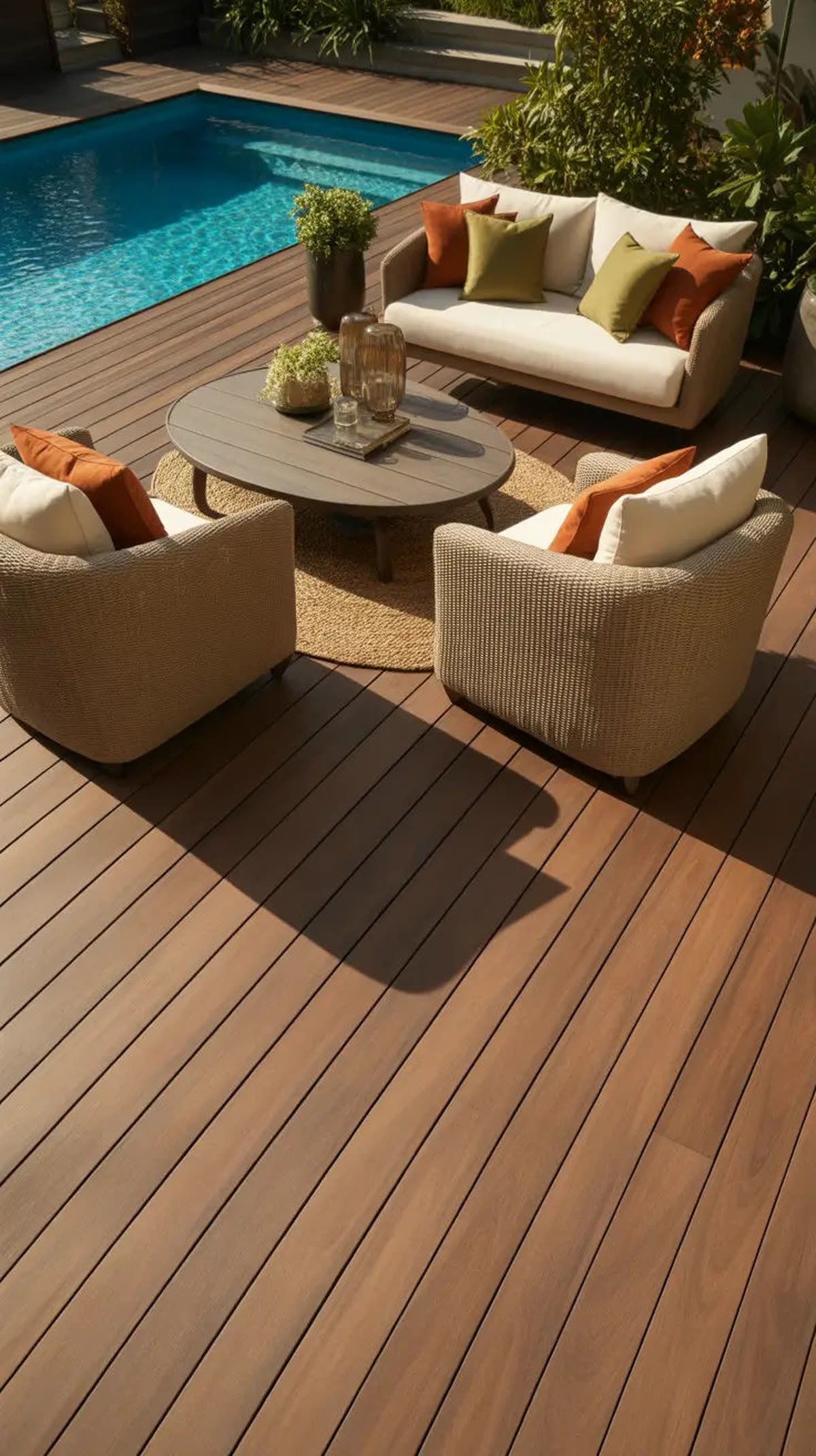 Pool decking made from Angolan hardwood