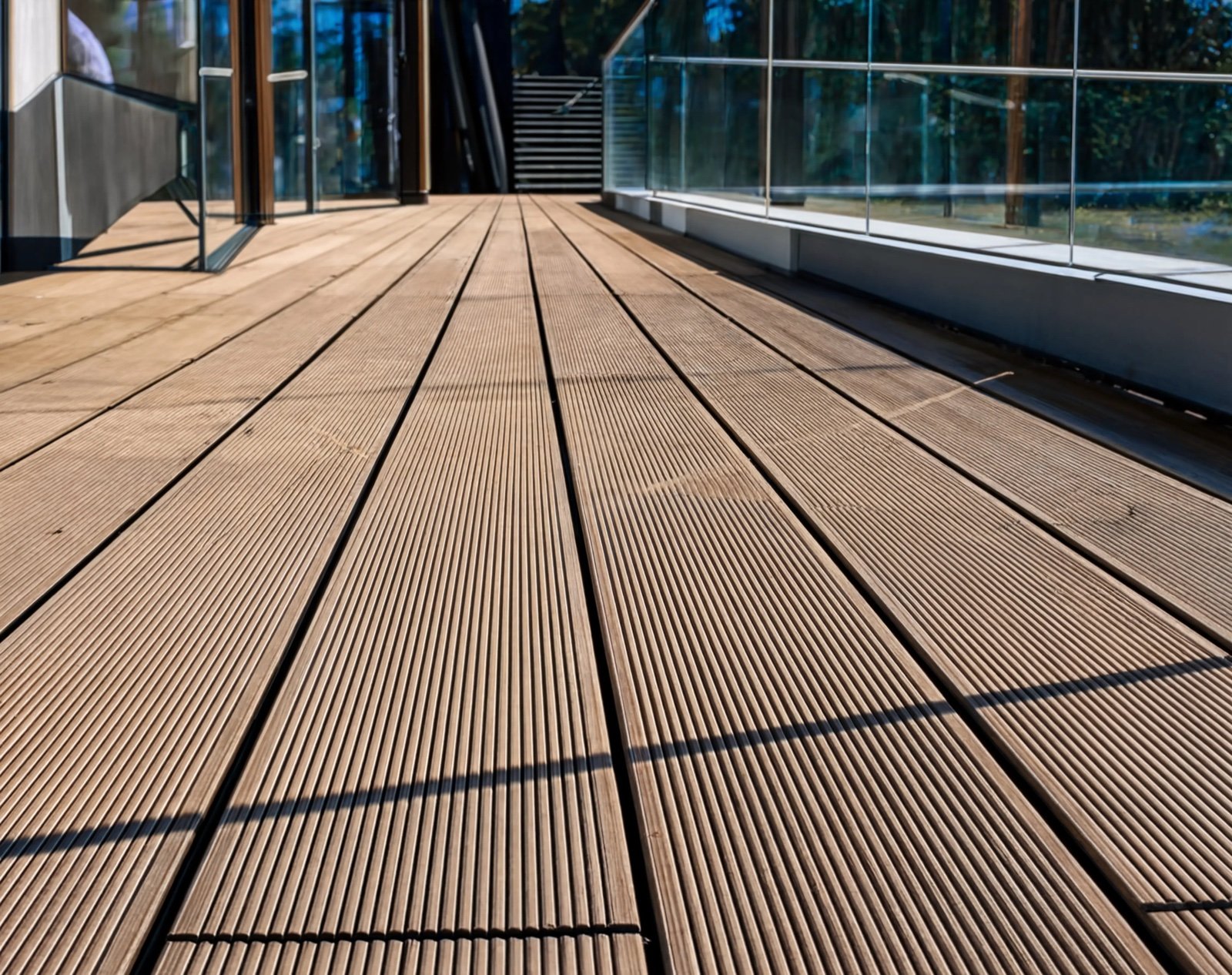 Grooved decking made from Angolan hardwood